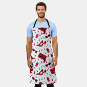 Nahtloses Muster mit Mädchen in roter Farbe Schürze (Getragen)