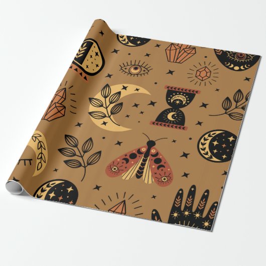 Nahtloses Muster mit magischen Elementen Geschenkpapier (Ungerollt)