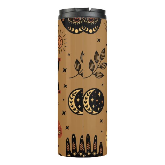Nahtloses Muster mit magischen Elementen Thermosbecher (Rückseite)