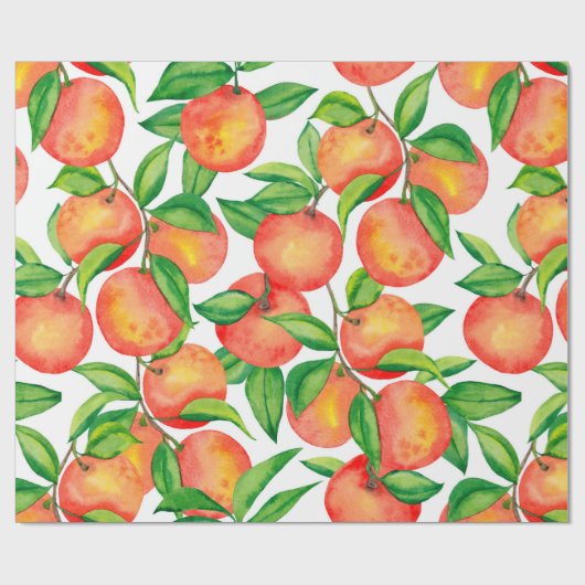 Nahtloses Muster mit Mandarinen in Aquarellfarbe Geschenkpapier (Flach)