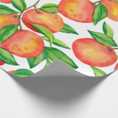 Nahtloses Muster mit Mandarinen in Aquarellfarbe Geschenkpapier (Ecke)