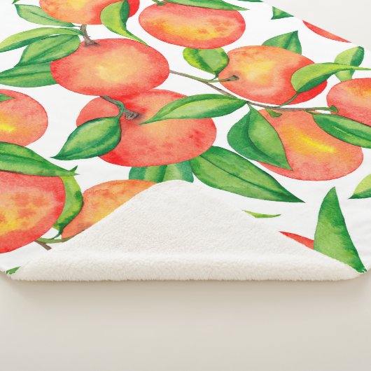 Nahtloses Muster mit Mandarinen in Aquarellfarbe Sherpadecke (3/4)