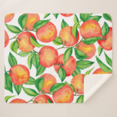 Nahtloses Muster mit Mandarinen in Aquarellfarbe Sherpadecke (Vorderseite (Horizontal))
