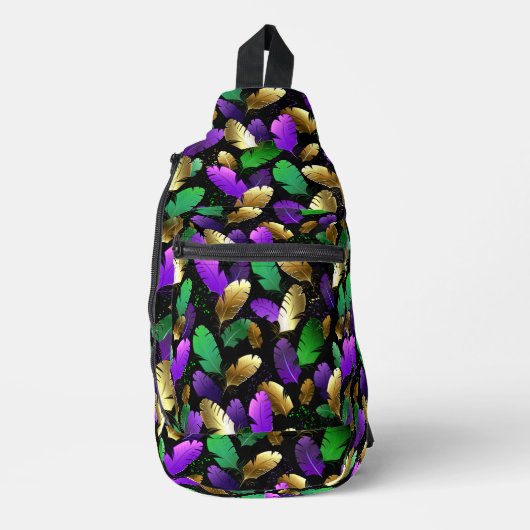 Nahtloses Muster mit Mardi Gras-Federn Crossbody Bag (Vorderseite)