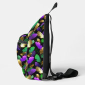 Nahtloses Muster mit Mardi Gras-Federn Crossbody Bag (Rechts)