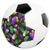 Nahtloses Muster mit Mardi Gras-Federn Fußball (Dreiviertel)