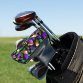 Nahtloses Muster mit Mardi Gras-Federn Golf Headcover (In Situ)