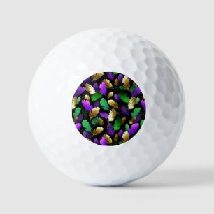 Nahtloses Muster mit Mardi Gras-Federn Golfball