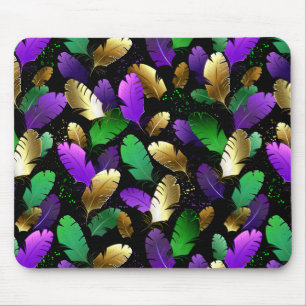 Nahtloses Muster mit Mardi Gras-Federn Mousepad