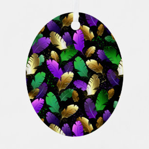 Nahtloses Muster mit Mardi Gras-Federn Ornament Aus Metall