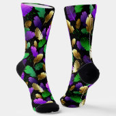 Nahtloses Muster mit Mardi Gras-Federn Socken (Gewinkelt)