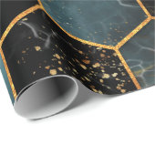 Nahtloses Muster mit Marmorhexagon und goldener Le Geschenkpapier (Rolleneckpunkt)