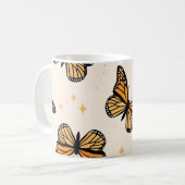 Nahtloses Muster mit monarchischen Schmetterlingen Kaffeetasse (Vorderseite Links)