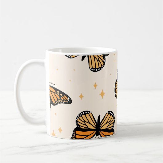 Nahtloses Muster mit monarchischen Schmetterlingen Kaffeetasse (Links)
