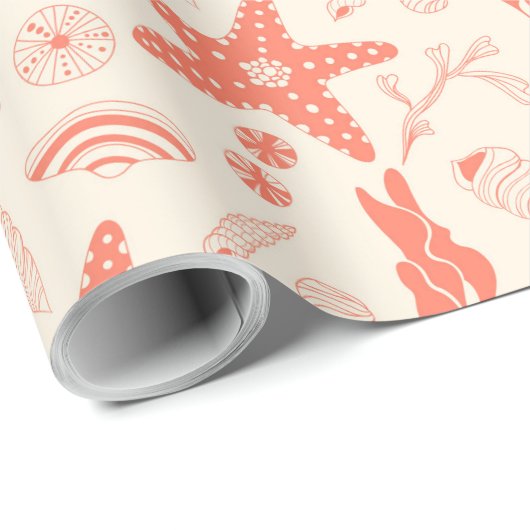 Nahtloses Muster mit Muscheln, die Papier umwickel Geschenkpapier (Rolleneckpunkt)