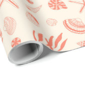 Nahtloses Muster mit Muscheln, die Papier umwickel Geschenkpapier (Rolleneckpunkt)
