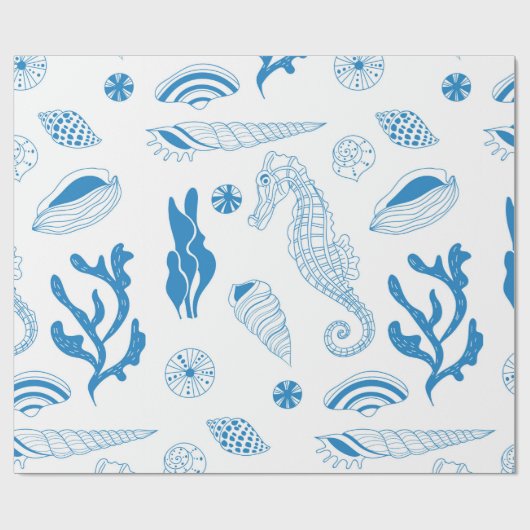 Nahtloses Muster mit Muscheln Geschenkpapier (Flach)