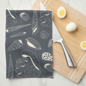 Nahtloses Muster mit Muscheln Geschirrtuch (Viertel Falte)