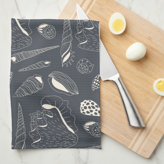 Nahtloses Muster mit Muscheln Geschirrtuch (Viertel Falte)