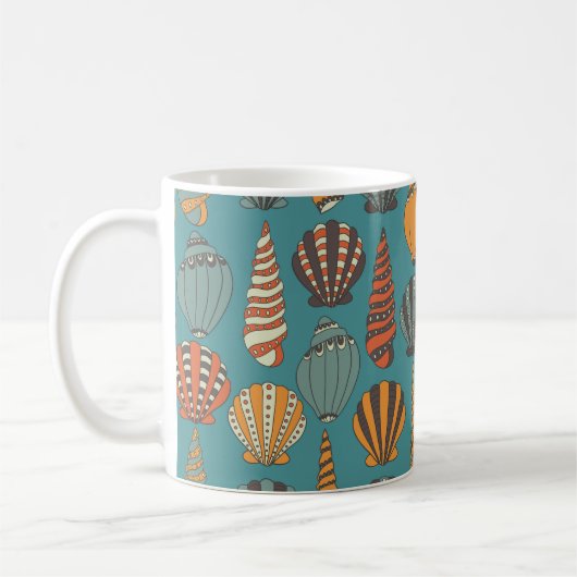 Nahtloses Muster mit Muscheln, handgezeichnete Sym Kaffeetasse (Links)
