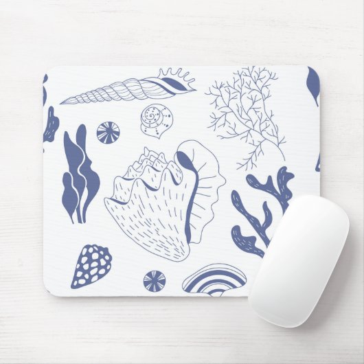 Nahtloses Muster mit Muscheln Mousepad (Mit Mouse)