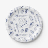 Nahtloses Muster mit Muscheln Pappteller (Vorderseite)