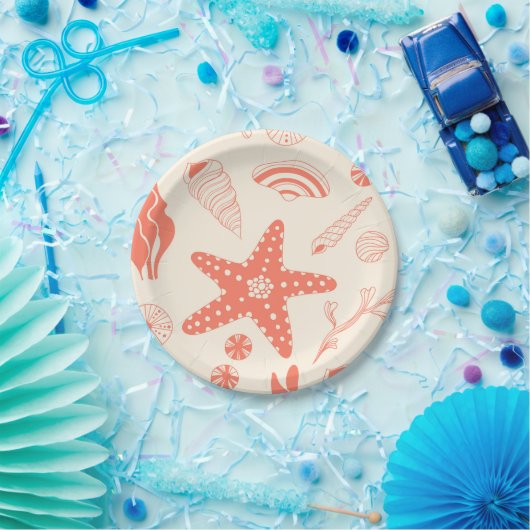 Nahtloses Muster mit Muscheln Pappteller (Party)