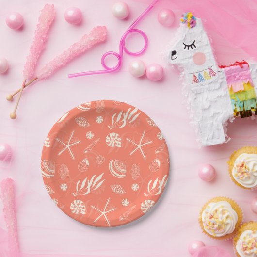 Nahtloses Muster mit Muscheln Pappteller (Party)