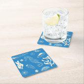 Nahtloses Muster mit Muscheln Rechteckiger Pappuntersetzer (Vor Ort)