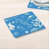 Nahtloses Muster mit Muscheln Rechteckiger Pappuntersetzer (angewinkelt)