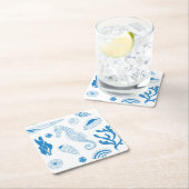 Nahtloses Muster mit Muscheln Rechteckiger Pappuntersetzer (Vor Ort)