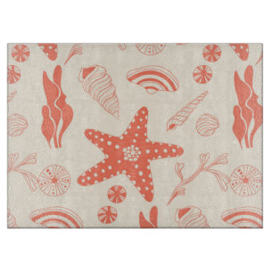 Nahtloses Muster mit Muscheln Schneidebrett