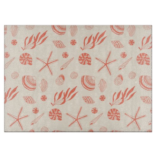 Nahtloses Muster mit Muscheln Schneidebrett (Vorderseite)