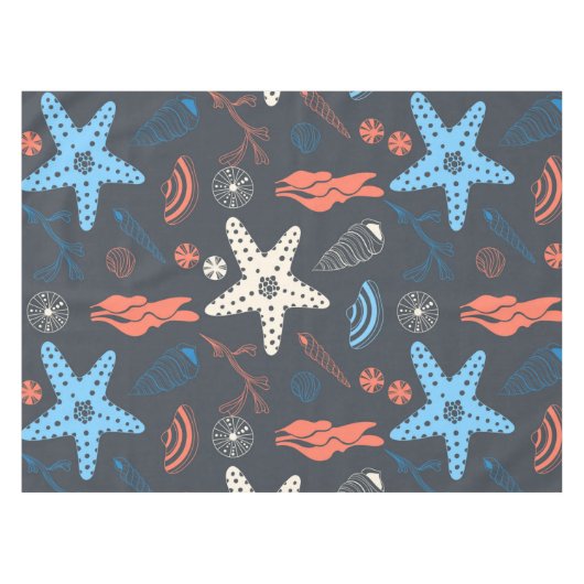 Nahtloses Muster mit Muscheln Tischdecke (Vorderseite (Horizontal))