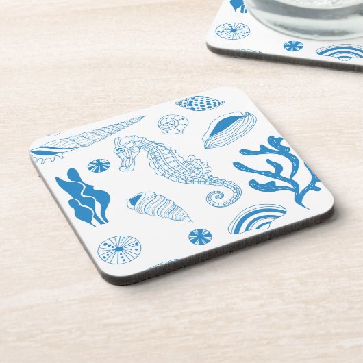 Nahtloses Muster mit Muscheln Untersetzer (Linke Seite)