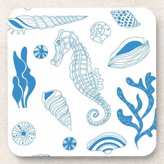 Nahtloses Muster mit Muscheln Untersetzer (Vorderseite)