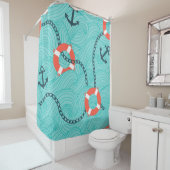 Nahtloses Muster mit nautischen Attributen. Freeha Duschvorhang (Beispiel)