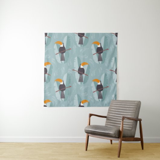 Nahtloses Muster mit niedlichem Dschungelpapagei-T Wandteppich (Beispiel)