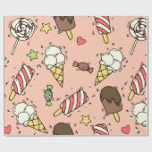 Nahtloses Muster mit niedlichem Eis und Lollipops Geschenkpapier (Flach)