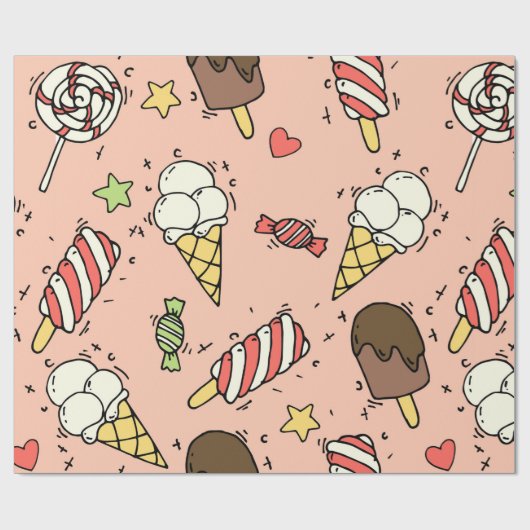Nahtloses Muster mit niedlichem Eis und Lollipops Geschenkpapier (Flach)