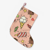 Nahtloses Muster mit niedlichem Eis und Lollipops Kleiner Weihnachtsstrumpf (Vorderansicht (hängend))