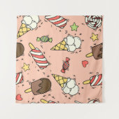 Nahtloses Muster mit niedlichem Eis und Lollipops Wandteppich (Vorderseite (Horizontal))