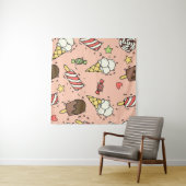 Nahtloses Muster mit niedlichem Eis und Lollipops Wandteppich (Beispiel (Horizontal))