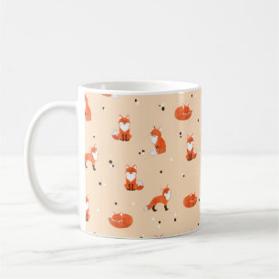 Nahtloses Muster mit niedlichen Aquarellfüchsen. V Kaffeetasse