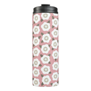 Nahtloses Muster mit niedlichen Blume auf rosa Bac Thermosbecher