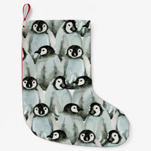Nahtloses Muster mit niedlichen Pinguinen Kleiner Weihnachtsstrumpf