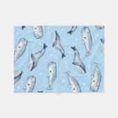 Nahtloses Muster mit niedlichen Walen und Sternen. Fleecedecke (Vorderseite (Horizontal))