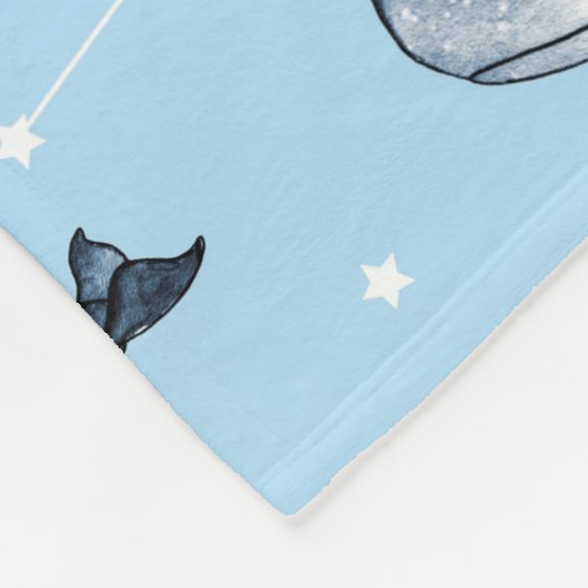 Nahtloses Muster mit niedlichen Walen und Sternen. Fleecedecke (Ecke)