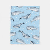 Nahtloses Muster mit niedlichen Walen und Sternen. Fleecedecke (Vorderseite)