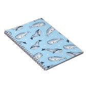 Nahtloses Muster mit niedlichen Walen und Sternen. Notizblock (Rechte Seite)